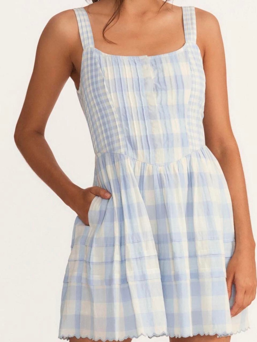 LoveShackFancy Chennedy Blue Gingham Mini Dress